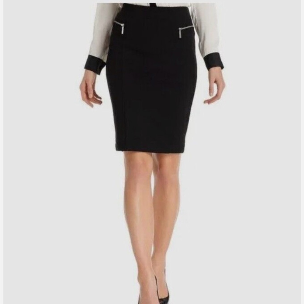 Michael Kors Black Zipper Detail Pencil Skirt